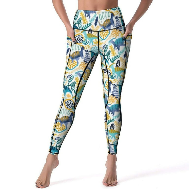 Neon Dinosaurs Yoga Pants Rainbow Dinosaur Cartoon Pinrt Leggings Sexy High Waist Funny Yoga Sports Tights Pattern Gym Leggins Walmart