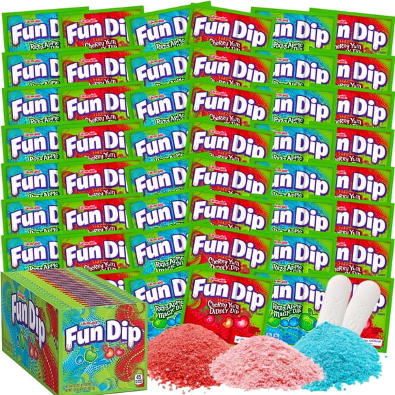 Fun Dip Candy Bulk - Cherry Yum & Razz Apple Flavors (48 count, 0.43 oz each)