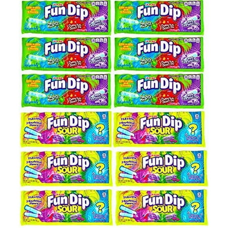 Fun Dip Candy Bulk Variety Pack 1.4 Ounce - Sour and Classic Fun Dip Candy (Pack of 12)