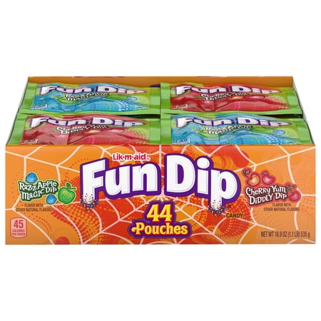 Fun Dip Razz Apple Magic Dip & Cherry Yum Diddly, Halloween Candy, 44 Count, 18.9 oz Box