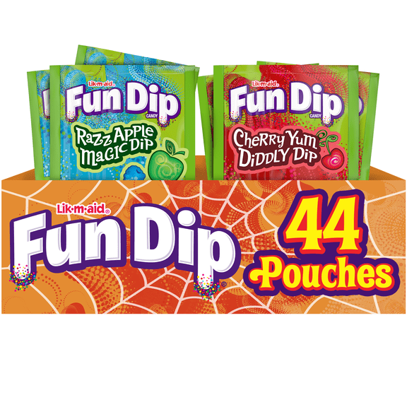 Fun Dip Halloween Razz Apple Magic Dip & Cherry Yum Diddly Dip Candy Pouches, 44 Count