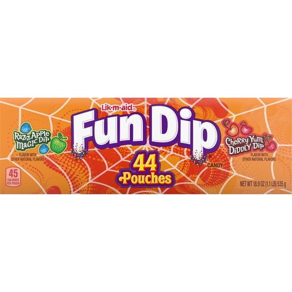 Fun Dip Halloween Razz Apple Magic Dip & Cherry Yum Diddly Dip Candy Pouches, 44 Count Box