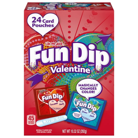 Fun Dip Valentines Day Candy Friendship Exchange Variety Box, 10.32 oz, 24 Pouches