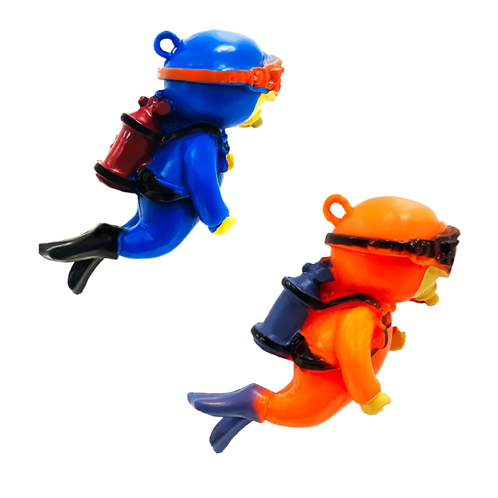 Zerodis Floating Diver Aquarium Decoration With Air Bubbler - White Plastic Fish Tank Ornament & Toy