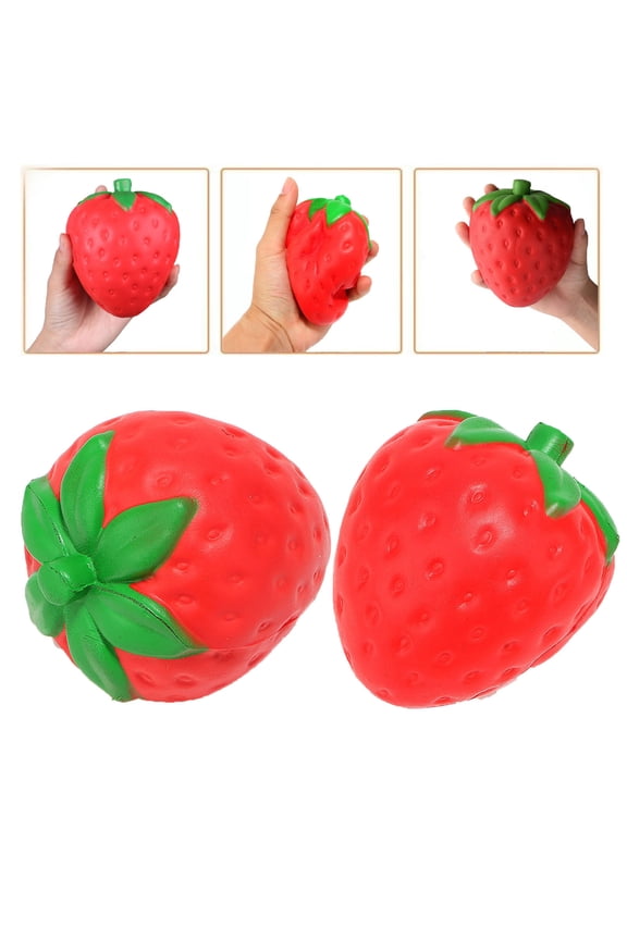 Fun Dough Ball Fidget Squeeze Ball - Slow Fruit Strawberry Pattern,Fruit Stress Squishy Toy for Adults,Soft Fruit Simulation Stress Relief Toy,Birthday Party Gift Bag Filler Keychain Decor