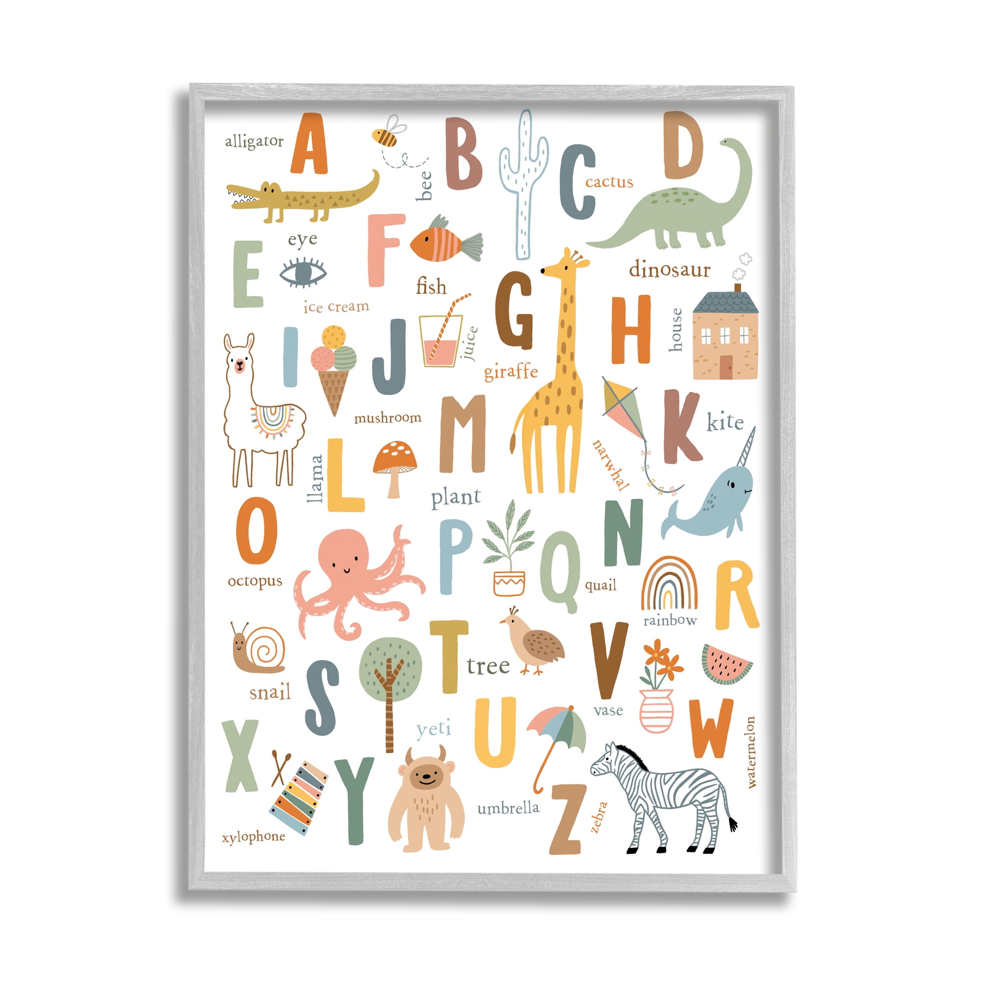 Stupell Industries Fun Educational ABC Chart Cute Animals ,11 x 14,Designed by Nina Seven