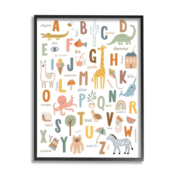 Stupell Industries Fun Educational ABC Chart Cute Animals ,16 x 20,Designed by Nina Seven