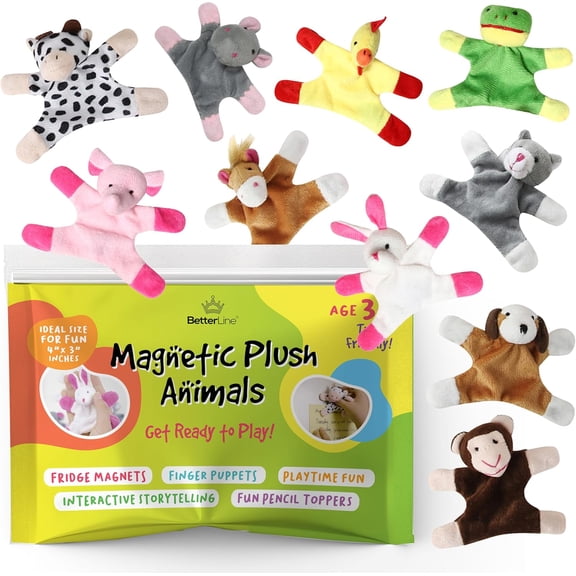 Fun and Educational Animal Fridge Magnets for Kids -Soft Plush Magnetic Animal Characters for Learning and Play, Fridge Toys for Toddlers 1-3, Board Magnets, Locker Buddies