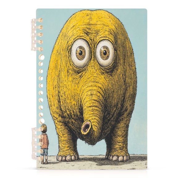 Fun Elephant A5 8.3x5.7in PP Notebook, Adjustable Rings, 60 Sheets, Diary or Journey Note