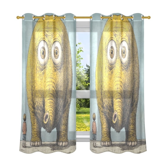 Fun Elephant Breathable Sheer Curtains 63x52in Soft Light Filtering, UV Protection and Thermal Insulation