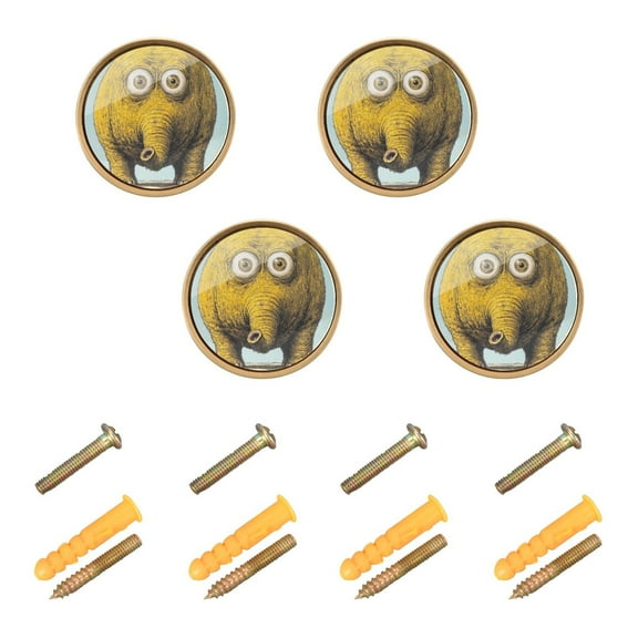 Fun Elephant Cabinet Furniture Knobs Drawer Metal Pulls 1.26in Acrylic Zinc Alloy Dual Screw Set