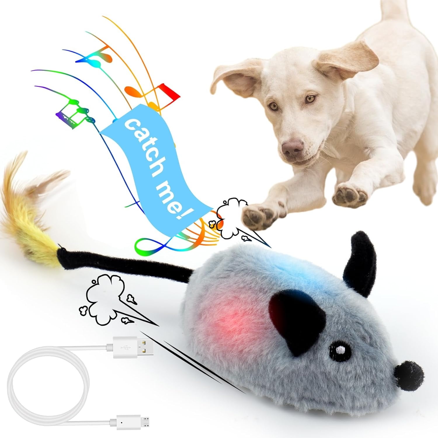 Fun and Engaging Rechargeable Interactive Escaping Mouse Dog Toy for Small Medium and Large Dogs