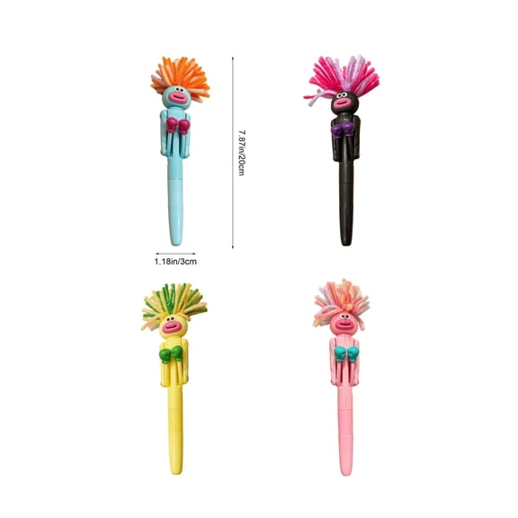 Fun Exploding Hair Ballpoint Pen Set Interactive Boxing Style Stress Relief Pens with Fuzzy Hair Design, Dual Functionality, Quirky Gift for Adults