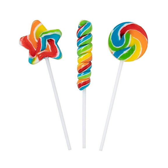 Fun Express 1 1/2" - 2 1/2" Bulk 250 Pieces Rainbow Mini Swirl Lollipop Assortment