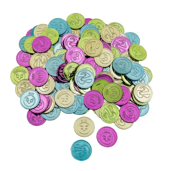 Fun Express 1 1/2" Bulk 144 Piece Social Emotional Learning Classroom Values Plastic Coins