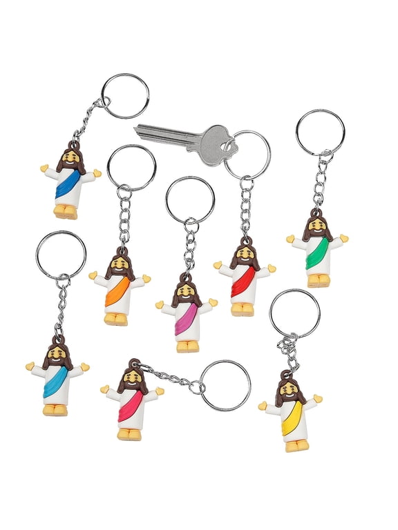 1 1/2" Mini Religious Vinyl Jesus Figurine Keychains - 24 Pieces
