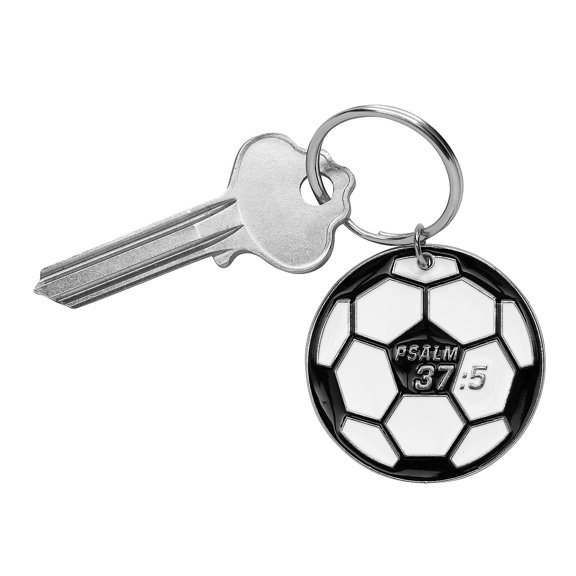 Fun Express 1 1/2" Religious Black and White Soccer Ball Metal Keychains - 12 Pieces
