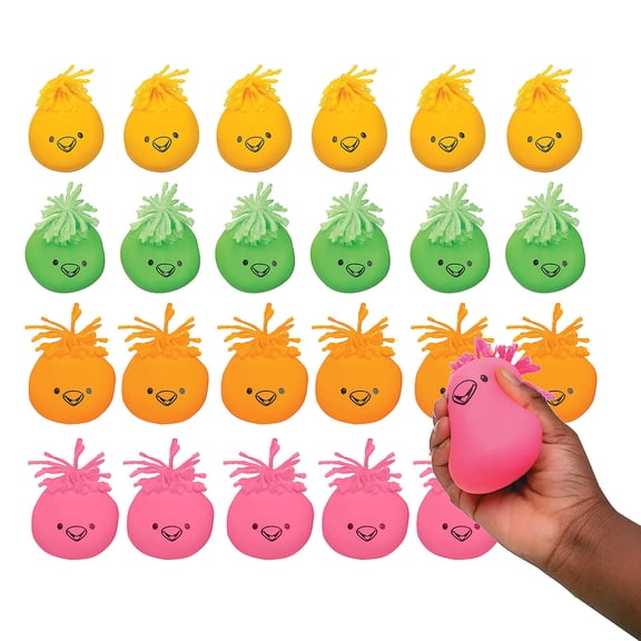 Fun Express 1 1/2" x 2 1/2" Easter Chick Flour-Filled Stress Balls - 24 Pieces