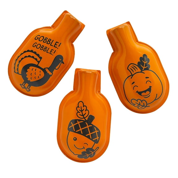 Fun Express 1 1/2" x 2 1/2" Mini Thanksgiving Metal Clicker Toys  12 Piece