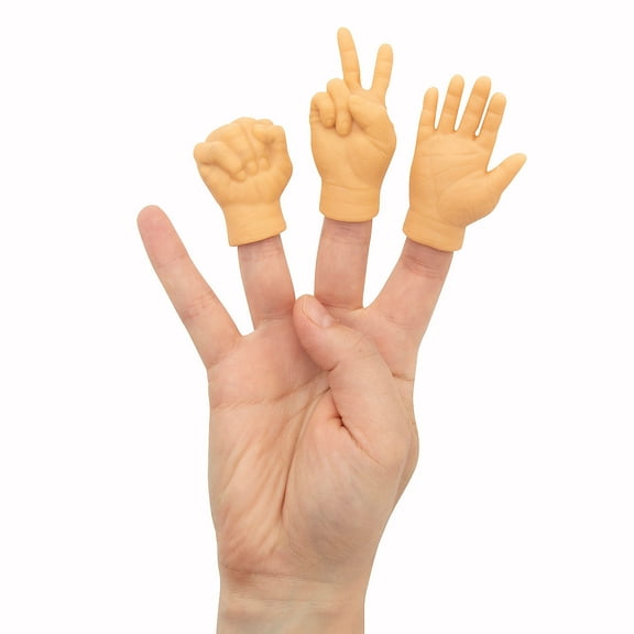 Fun Express 1 1/2" x 2 1/2" Rock Paper Scissors Rubber Finger Puppets - 12 Pieces