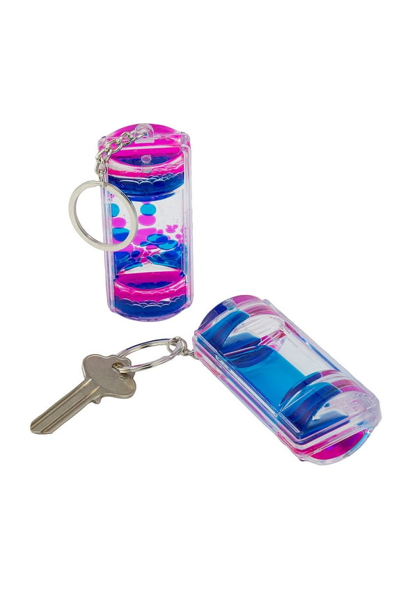 1 1/2" x 3" Sensory Liquid Bubbler Plastic Keychains - 12 Pieces