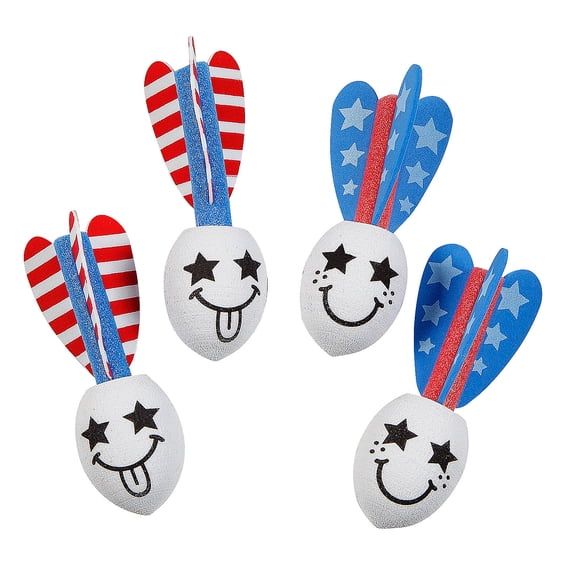 Fun Express 1 1/2" x 4 1/2" Mini Patriotic Red, White & Blue Foam Missiles - 24 Pieces