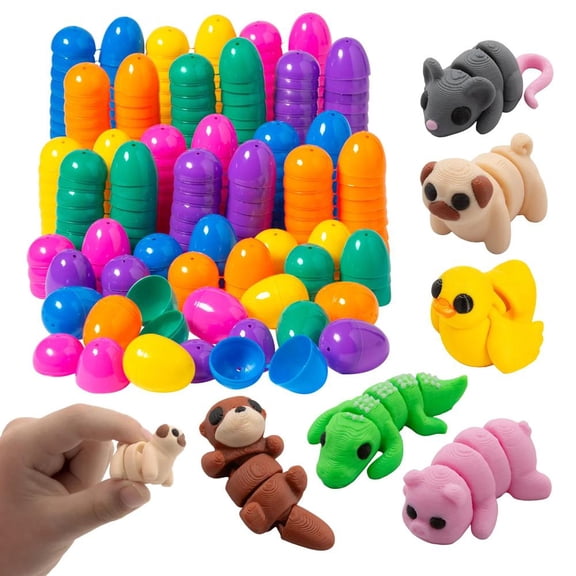 Fun Express 1" - 1 3/4" Bulk 288 Pc. 3D-Printed Fidget Toy Animal & Easter Egg Assortment for 144