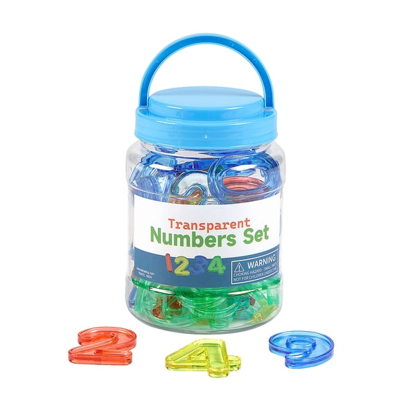 Fun Express 1 1/4" - 2" Translucent Numbers Counters Set with Storage Jar - 52 Pieces