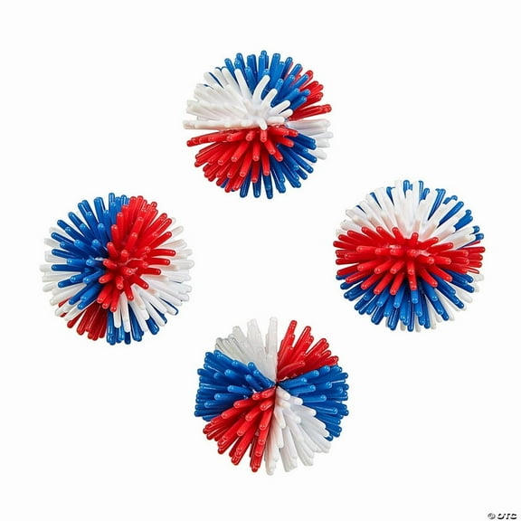 Fun Express 1 1/4" Mini Patriotic Red, White & Blue Vinyl Porcupine Balls – 36 Pieces