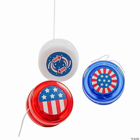 Fun Express 1 1/4" diam. Bulk 48 Pieces Red, White & Blue Mini Patriotic YoYo Assortment
