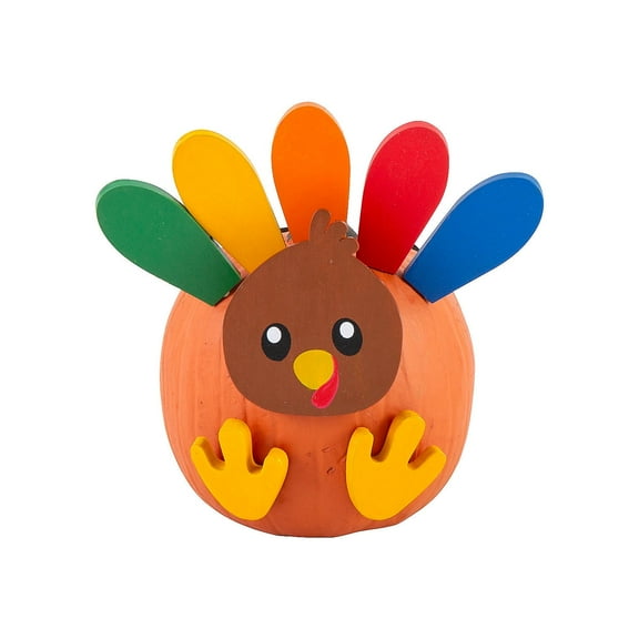 Fun Express 1 3/4" 3" Thanksgiving Wooden Turkey Pumpkin Decorating Craft Kit - Makes 6