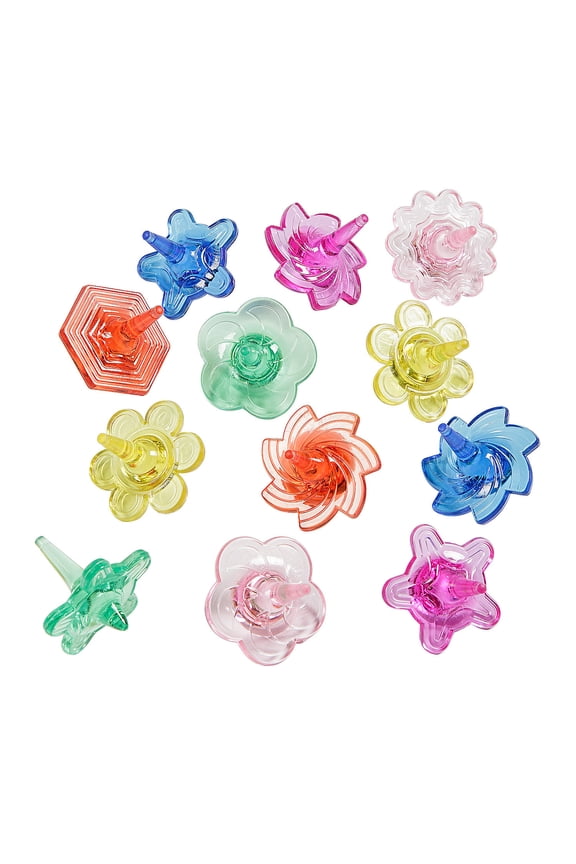 1 3/4" Bulk 72 Pieces Mini Colorful Transparent Plastic Spin Tops