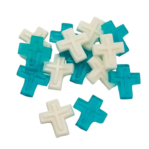 Fun Express 1 lb. Mini Green & White Cross Gummy Candies - 24 Pieces