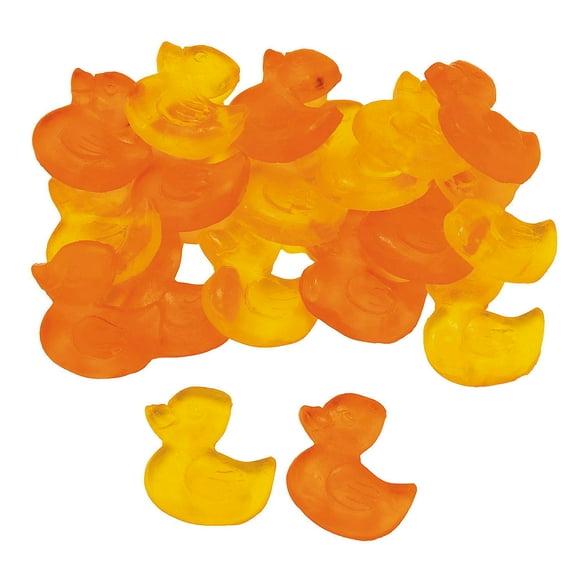 Fun Express 1 lb. Mini Orange & Yellow Rubber Duck Gummy Candies - 24 Pieces
