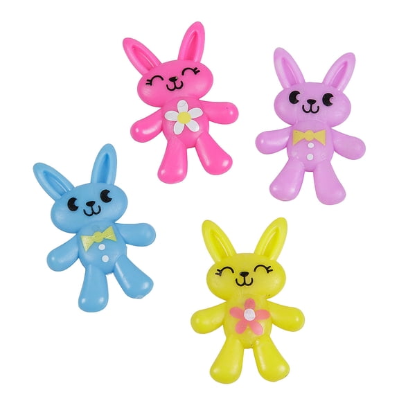 Fun Express 1" x 1 1/2" Bulk 48 Pc. Mini Colorful Vinyl Easter Bunnies