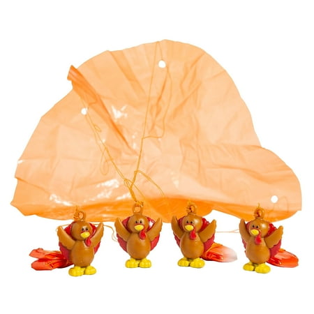 Fun Express 1" x 1 1/4" Thanksgiving Turkey Character Paratroopers - 12 Pieces