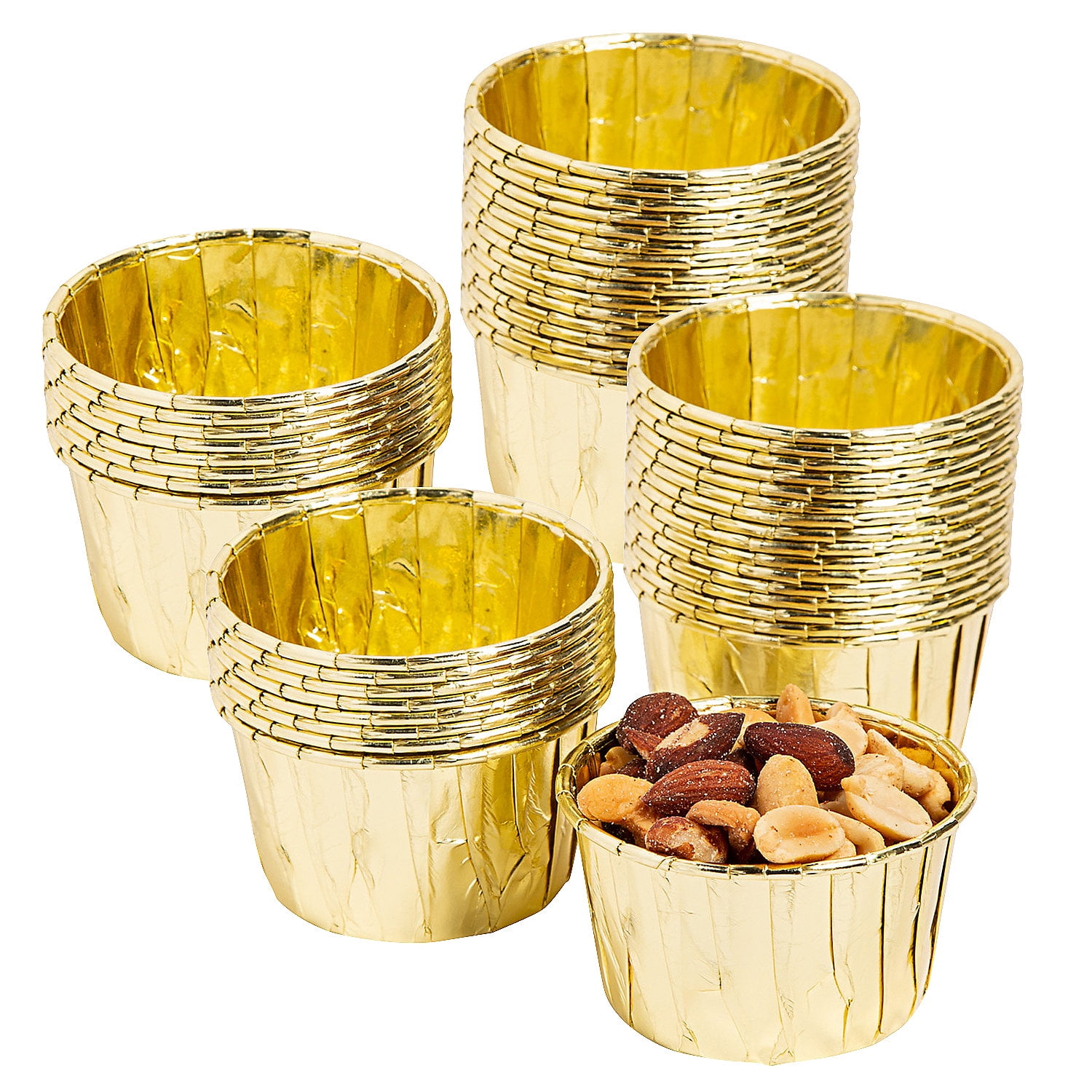 Bulk Gold Foil Disposable Treat Cups, 1" x 2¾", 100 Pieces