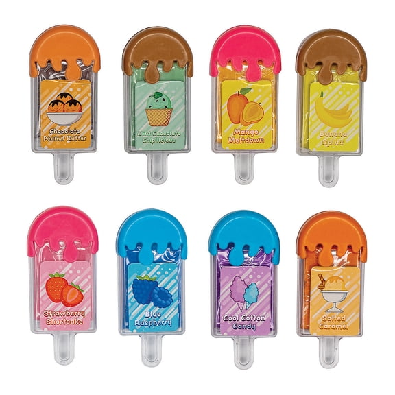 Fun Express 1" x 2 3/4" Bulk 48 Pieces Scented Sundae Pops Kneaded Rubber Erasers
