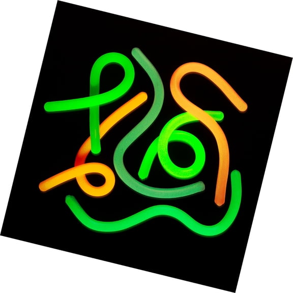 Fun Express 10 1/2" Glow-in-the-Dark Stretchy Rubber Fidget Strings  12 Pieces