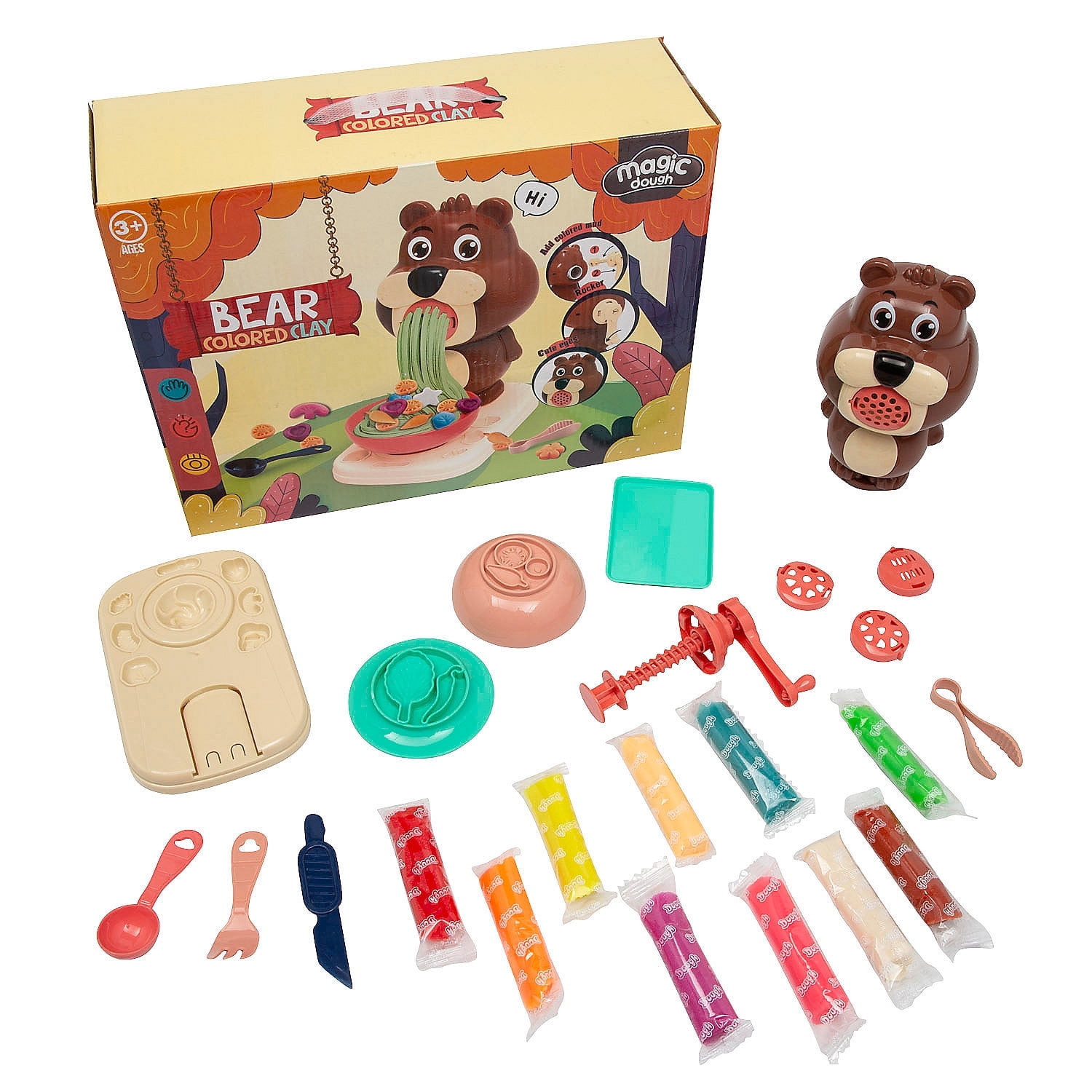 Fun Express 10 1/4" x 13 1/2" Plastic Bear Modeling Clay Dough Kit - 25 Pieces