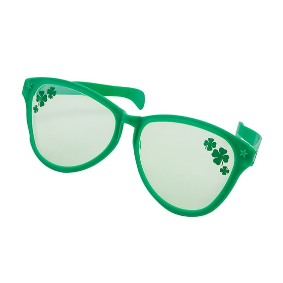 Fun Express 10 1/4" x 3 1/2" St. Patrick’s Day Green Jumbo Green Clover Glasses - 12 Pieces