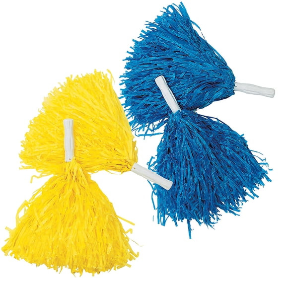 Fun Express 10" Blue & Yellow Team Spirit Cheer Pom-Poms Set - 24 Pieces
