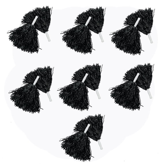 Fun Express 10" Bulk 144 Pieces Black Team Spirit Cheer Plastic Pom-Poms