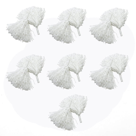 Fun Express 10" Bulk 144 Pieces White Team Spirit Cheer Plastic Pom-Poms