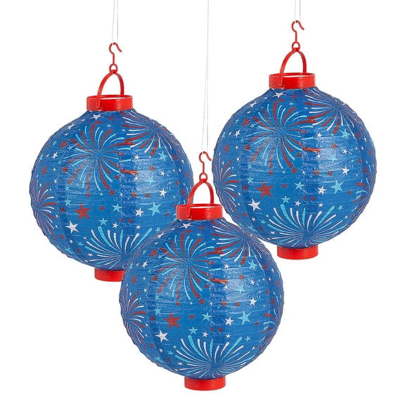 Fun Express 10" Light-Up Patriotic Hanging Paper Lanterns - 3 Pc.