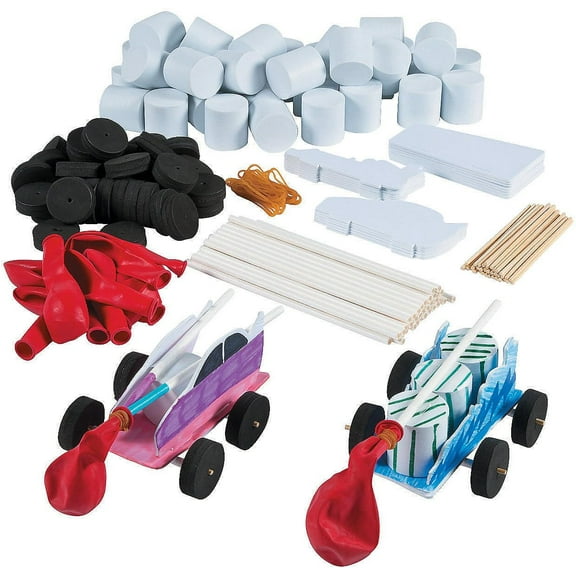 Fun Express 10 Pieces DIY Steam Car Kits, STEM Educational and Science Activities for Kids