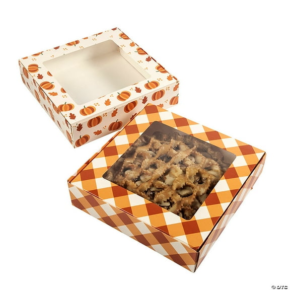 10" x 10" x 2 1/2" Fall Multicolor Cardstock Pie Boxes 6 Pieces