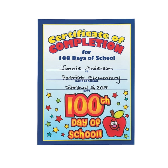 Fun Express - 100th Day Certificates for 100th Day of School - Stationery - Awards - Award Ribbons & Paper Certificates - 100th Day of School - 25 Pieces