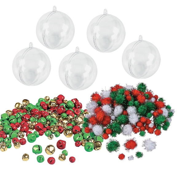 1048 Pieces Christmas Colors Plastic Ball Ornament Craft Kit - Makes 48