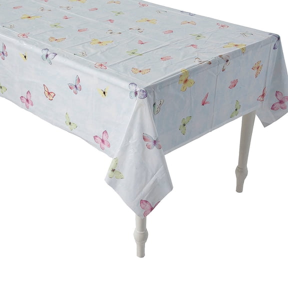 Fun Express 108" x 54" Butterfly Party Rectangle Disposable Plastic Tablecloth